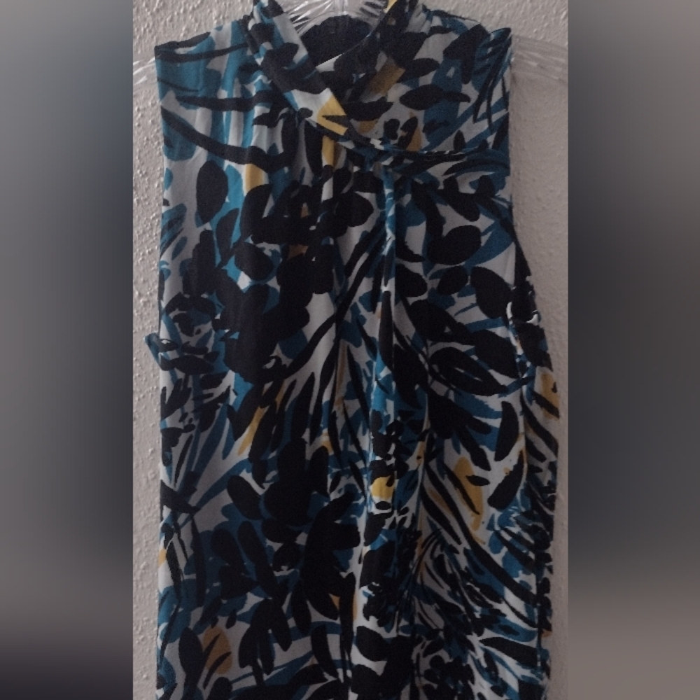 Worthington women's abstract print sleeveless blouse sz M